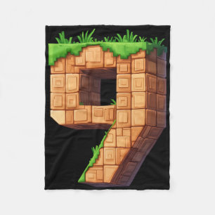 Lustiger 9. Geburtstag Nummer 9 Videospieler Pixel Fleecedecke