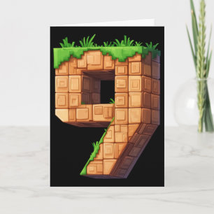 Lustiger 9. Geburtstag Nummer 9 Videospieler Pixel Karte