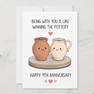 Lustiger 9. Hochzeitstag Töpfer-Hochzeitstagskar Feiertagskarte