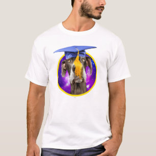 Lustiger Abschluss-Hundetragender Hut T-Shirt