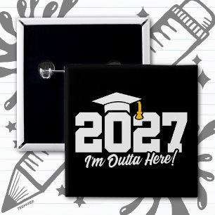 Lustiger Abschluss-Spruch Abiturjahrgang 2027 Button