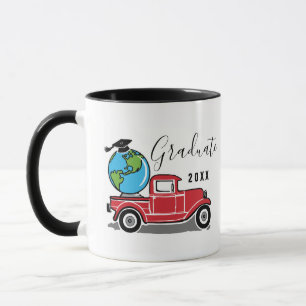 Lustiger Absolvent 2023 Vintage roter LKW Globus Tasse