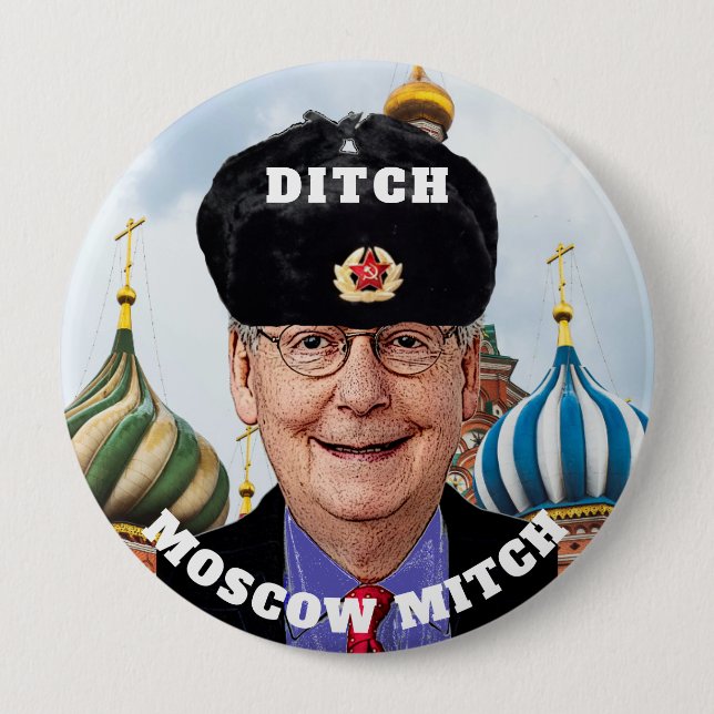 Lustiger "Abzugsgraben Moskau Mitch" McConnell Button (Vorderseite)