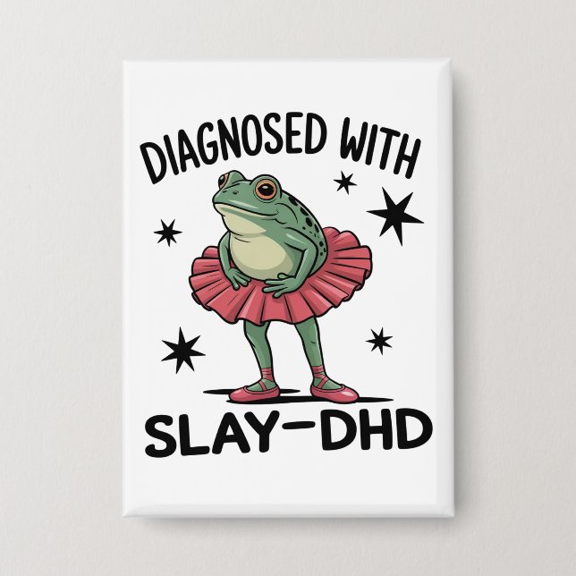 Lustiger ADHD-Frosch Neurodivergentes Meme Y2K Fro Button (Vorderseite)