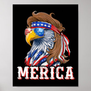 Lustiger Adler-Mullet 4. Juli USA Amerikanische Fl Poster