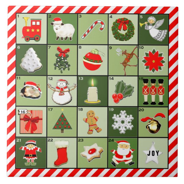 Lustiger Adventskalender Fliese (Vorderseite)