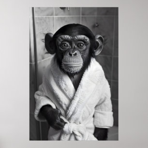 Lustiger Affe Bademantel Druck Skurriler Badezimme Poster