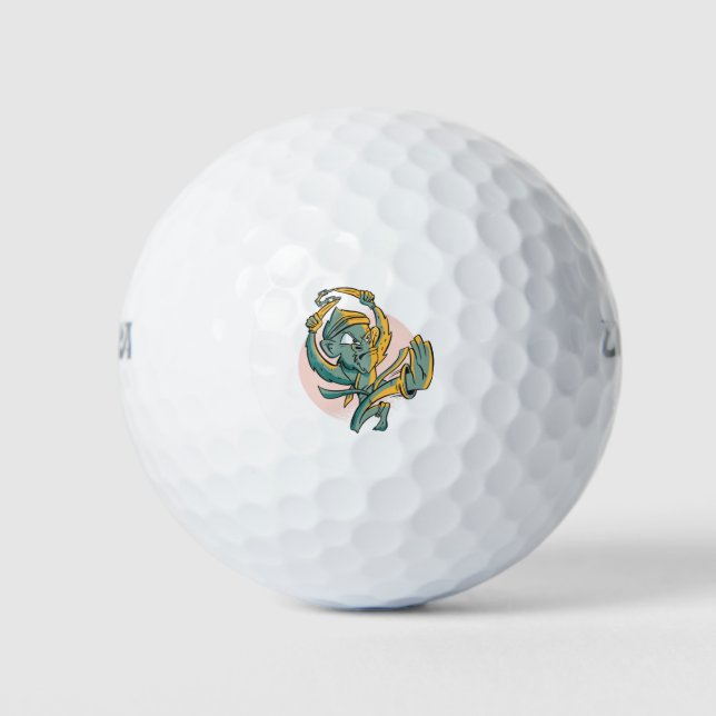 Lustiger Affe Banane Kämpfer Golfball (Vorderseite)