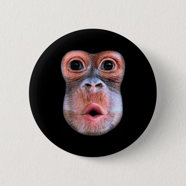Lustiger Affe bläst Bauchgesicht, Affe bläst Magen Button (Vorderseite)