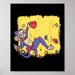 Lustiger Affe Bouldering und Rockklettern Poster
