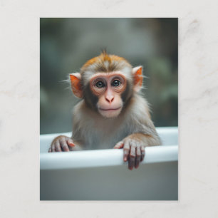 Lustiger Affe im Badezimmer Postkarte