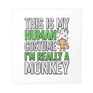 Lustiger Affe Mensch Kostüm Halloween-Shirt-Design Notizblock