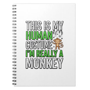 Lustiger Affe Mensch Kostüm Halloween-Shirt-Design Notizblock