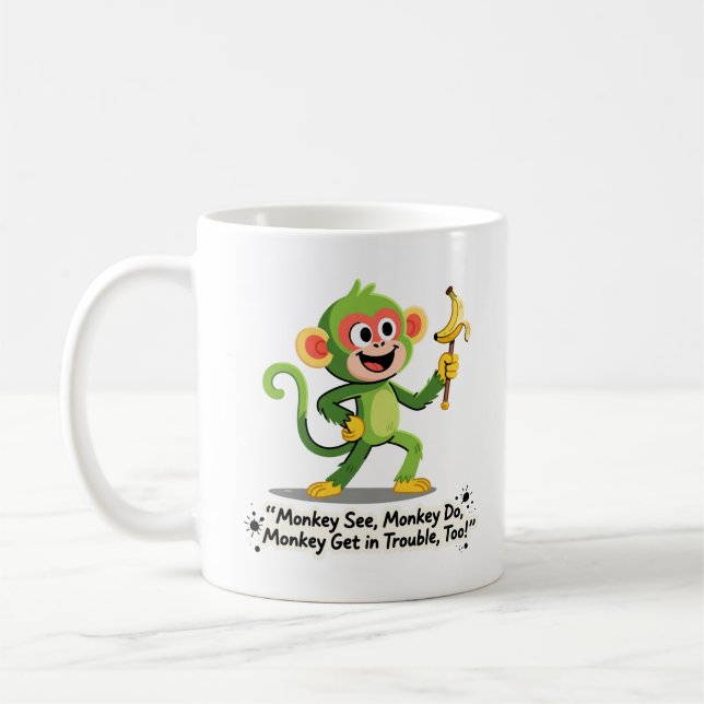 Lustiger Affe sieht Affen-Grafik Kaffeetasse (Links)