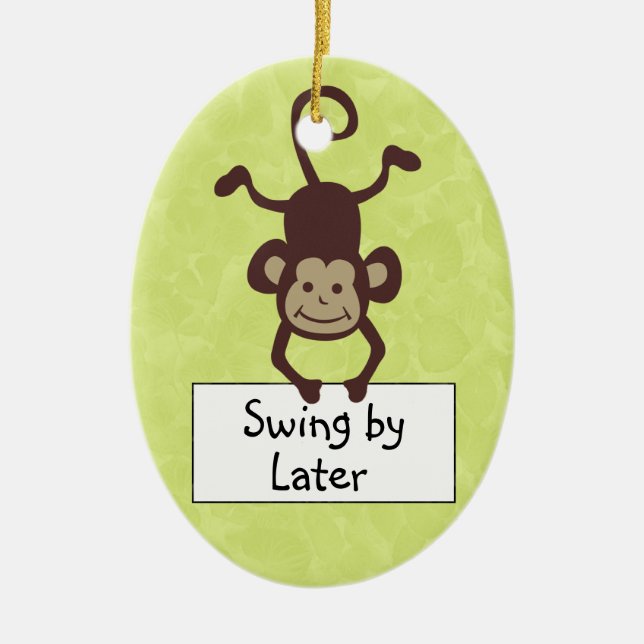 Lustiger Affe-Tür-Aufhänger Keramik Ornament (Vorne)
