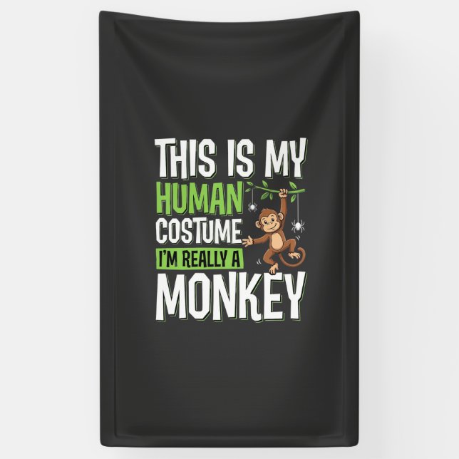Lustiger Affenkostüm Halloween Vektor Banner (Vertikal)