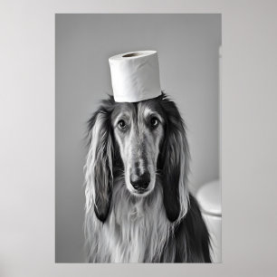 Lustiger Afghanischer Windhund-Badezimmerdruck, To Poster