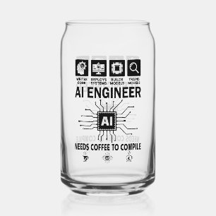 Lustiger AI-Ingenieur-Liebhaber braucht Kaffee zum Dosenglas