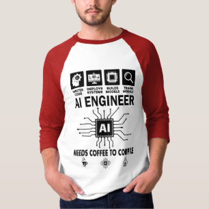 Lustiger AI-Ingenieur-Liebhaber braucht Kaffee zum T-Shirt