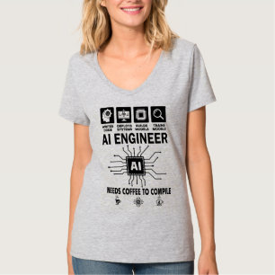 Lustiger AI-Ingenieur Liebhaber Braucht Kaffee Zum T-Shirt