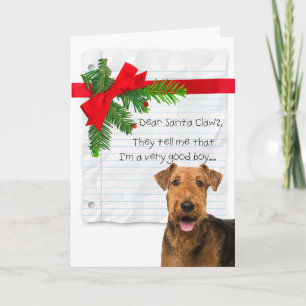 Lustiger Airedale-Jungen-Weihnachten Karte
