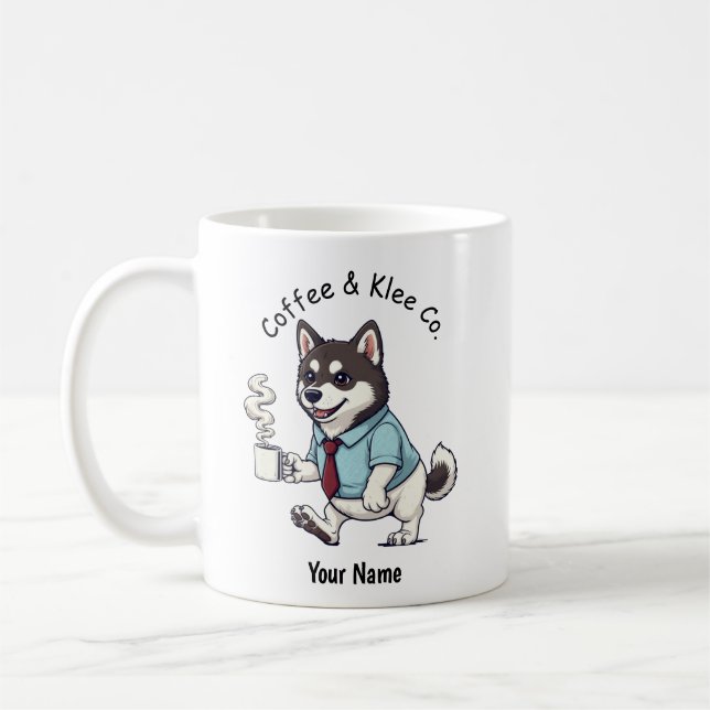 Lustiger Alaskan Klee Kai Geschäftsanzug Kaffee  Kaffeetasse (Links)