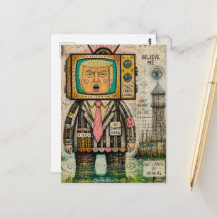 Lustiger Algen-Sumpf-Antitrump-Mixed-Media-Collage Postkarte