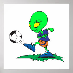 lustiger Alien Fußballspieler Poster