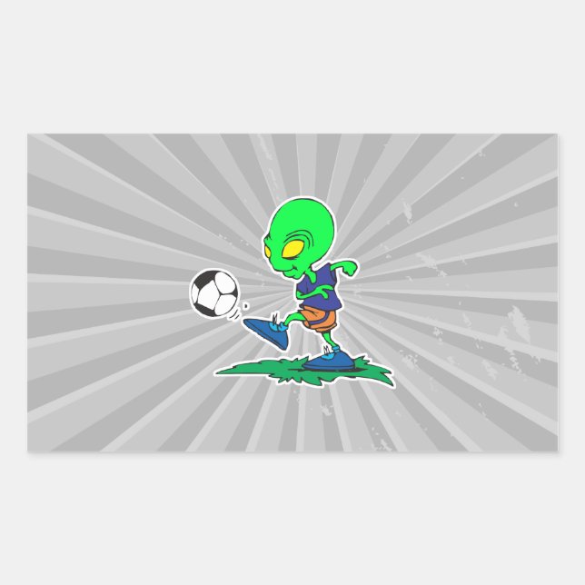 lustiger Alien Fußballspieler Rechteckiger Aufkleber (Vorderseite)