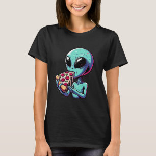 Lustiger Alien isst Pizza Italienisches Essen Alie T-Shirt
