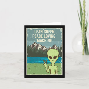 Lustiger Alien Lebe in Frieden Naturliebhaber Retr Karte