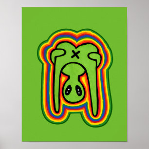 Lustiger Alien Retro Bunter Psychedelischer Regenb Poster