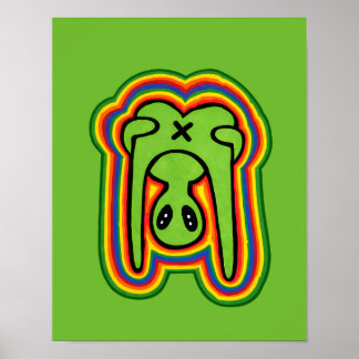 Lustiger Alien Retro Bunter Psychedelischer Regenb Poster