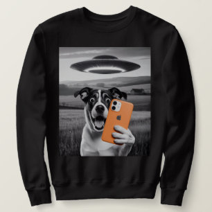 Lustiger Alien-UFO-Hund Selfie - Coole Katze & Wel Sweatshirt