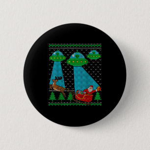 Lustiger Alien Ufo Weihnachtsmann Schlitten Hässli Button