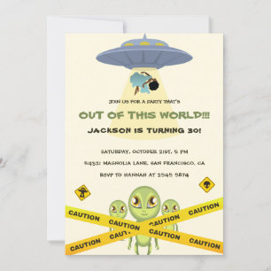 Lustiger Alien und Weltraum-Geburtstag Einladung