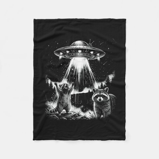 Lustiger Alien-Waschbär-UFO-Männer-Frauen  Fleecedecke (Vorderseite)