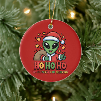 Lustiger Alien Weihnachtsmann Keramik Ornament