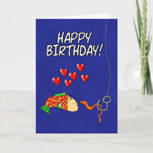 Lustiger Alles Gute zum Geburtstag Fisch und Köder Karte