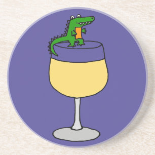 Lustiger Alligator auf Wein-Glas Getränkeuntersetzer