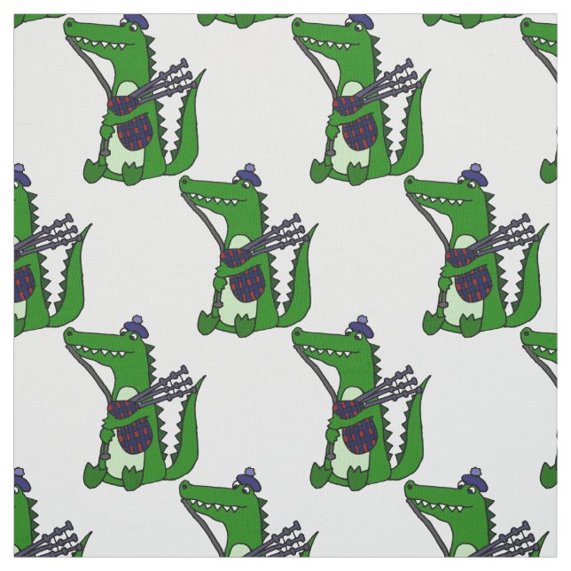 Lustiger Alligator, der Dudelsack-Kunst spielt Stoff (Muster)