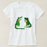 Lustiger Alligator, der mit Krokodil spricht