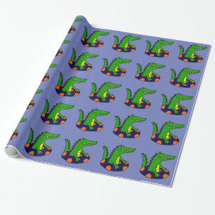 Lustiger Alligator im inneren Rohr Geschenkpapier