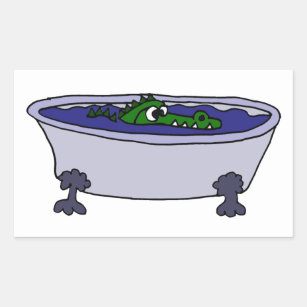 Lustiger Alligator in einem Badewannen-Cartoon Rechteckiger Aufkleber