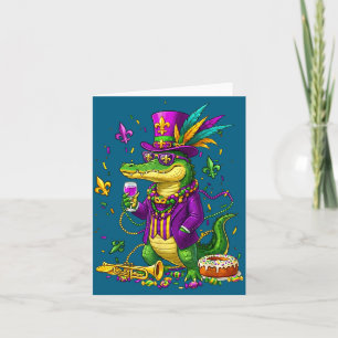 Lustiger Alligator Mardi Gras Perlen Narr Karte