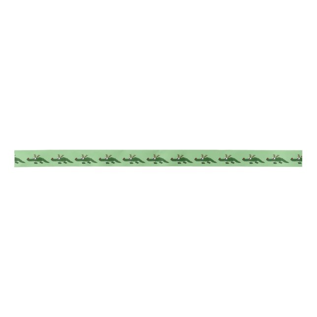 Lustiger Alligator mit Ren-Geweih-Weihnachten Satinband (Vorderseite)