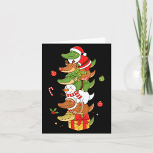 Lustiger Alligator Weihnachtsmann Elf Schneemann W Karte