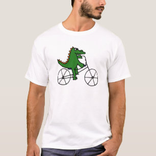 Lustiger Alligatorreitfahrrad-Cartoon T-Shirt