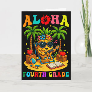Lustiger Aloha-Schüler der 4. Klasse am ersten Sch Karte