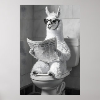 Lustiger Alpaka-Badezimmerdruck, Zeitung Toilette Poster